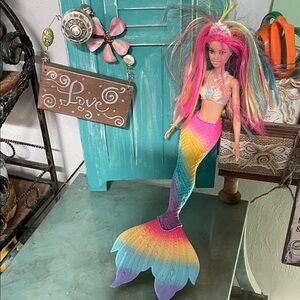 Rainbow Mermaid Doll with Multicolor Tail and Hair